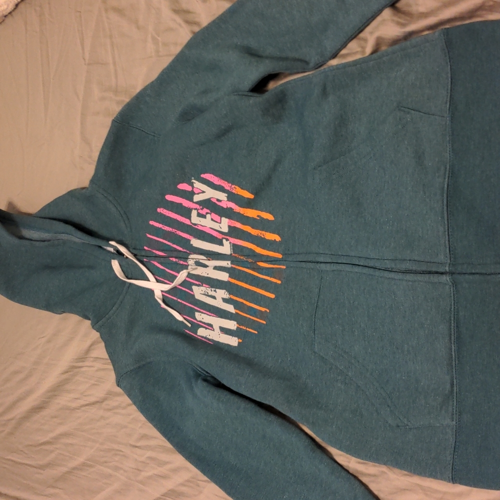 Harley Davidson Teal Long Sleeve Hoodie. Size Small. NWOT